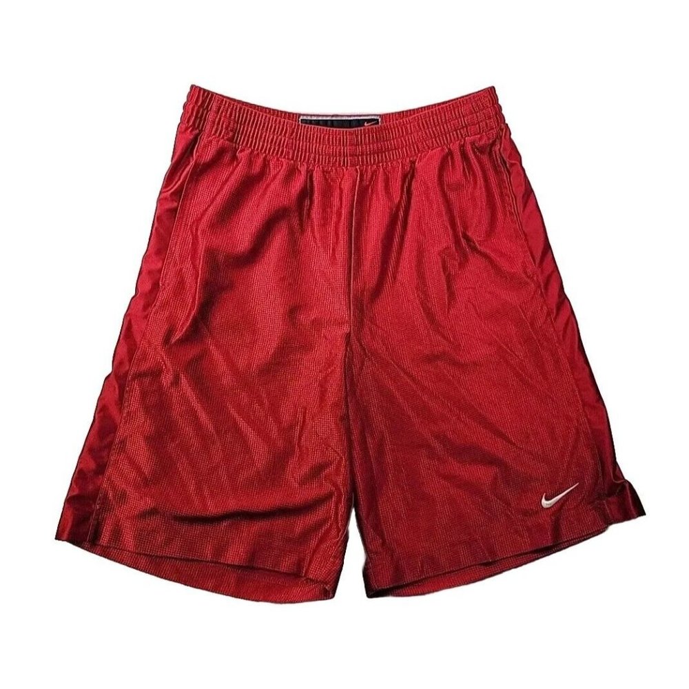 Nike Basketball Men's L Red Satin Glanz Money Shorts Pockets Elastic Waist 10.5"
